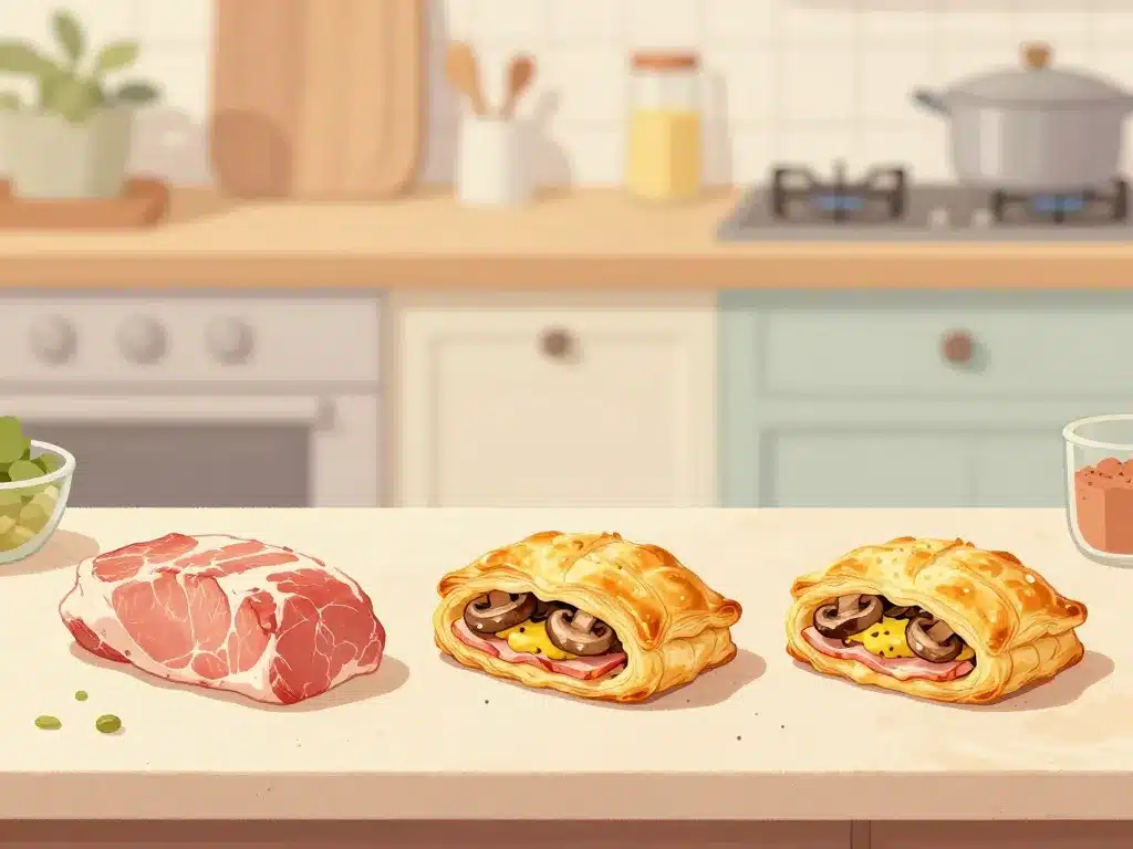 étapes filet mignon en croute préparation visuelle