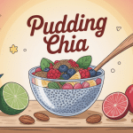 Pudding chia dans un bol avec fruits frais, noix et graines