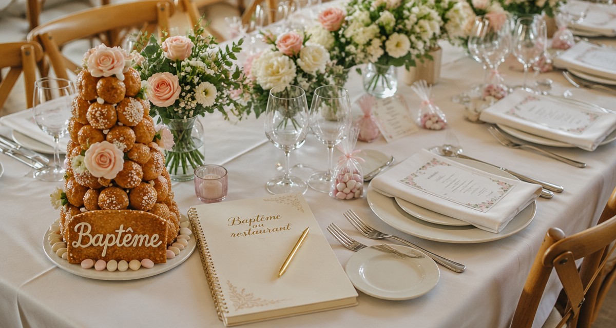 bapteme au restaurant table dressée