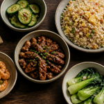 accompagnement riz cantonais avec protéines et légumes