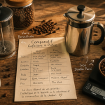 meilleure cafetière à piston verre et inox sur table en bois