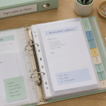 organisation classeur avec intercalaires et pochettes
