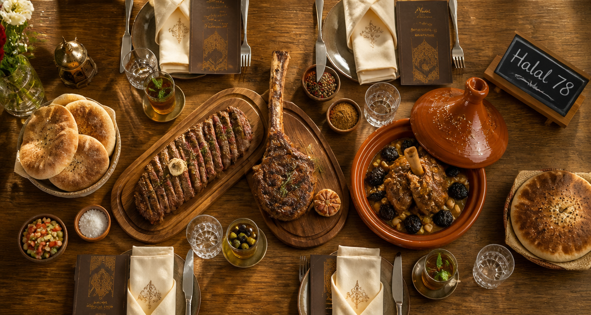 restaurant halal 78 table dressée plats traditionnels