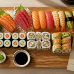 Sushi bon pour la sante, plateau varié et fiche nutrition