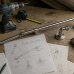 Tringle rideau sous pente, supports et outils atelier