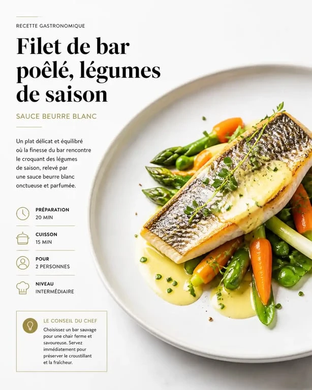 Filet de bar aux saveurs du marché, recette signature de La Cuisine de Fabrice