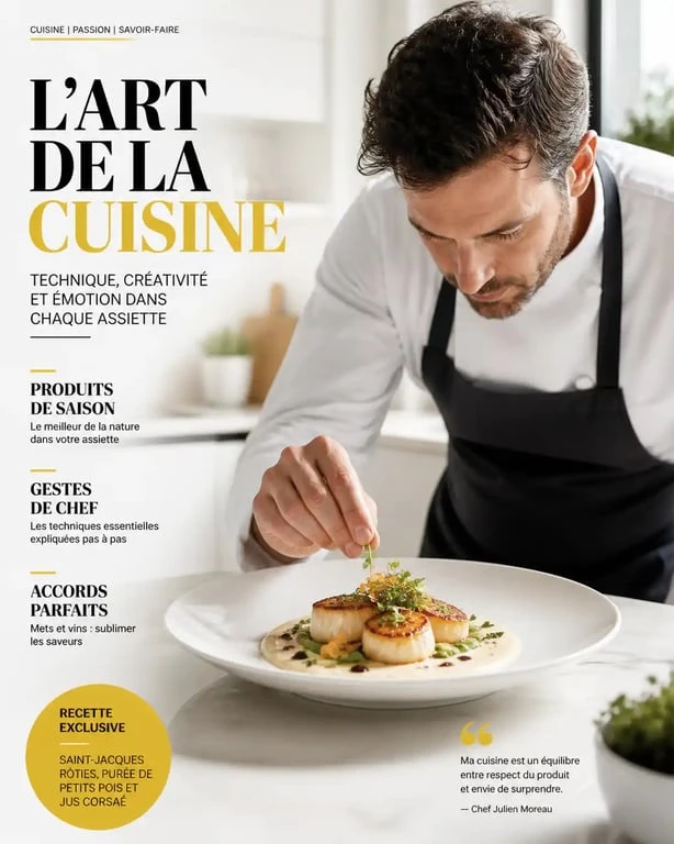 Chef à domicile La Belle Assiette préparant un repas gastronomique dans une cuisine privée