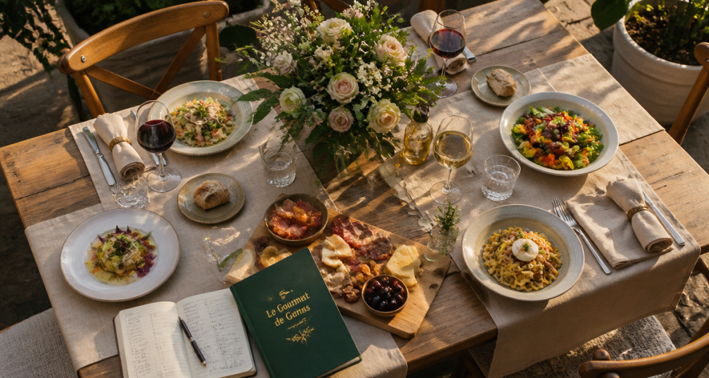 gourmet de genas - restaurant table dressée terrasse