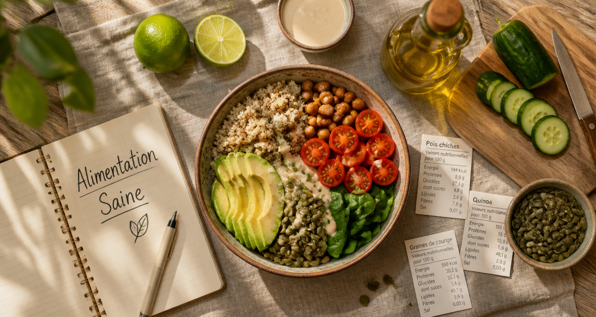 Nourriture healthy bowl méditerranéen coloré avec légumes