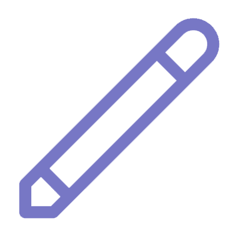 Icon of a blue pencil representing writing and editing tools.