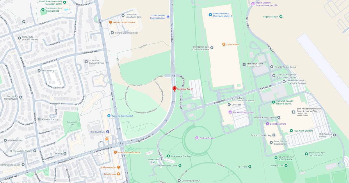 Map of Sunset Park with walking trails and sports facilities.