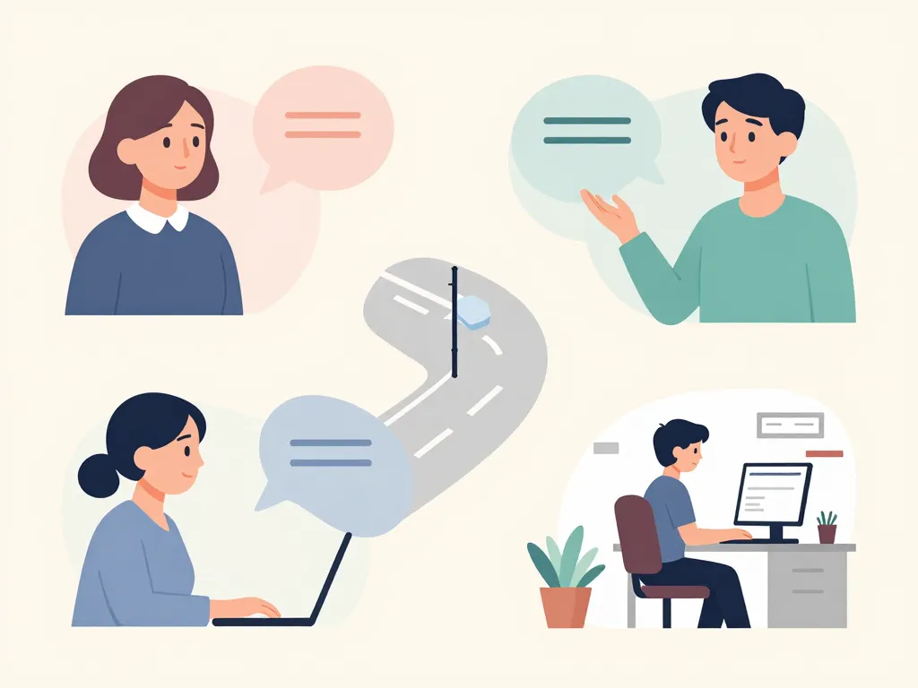 Scène illustrée 50db bruit quotidien bureau rue calme