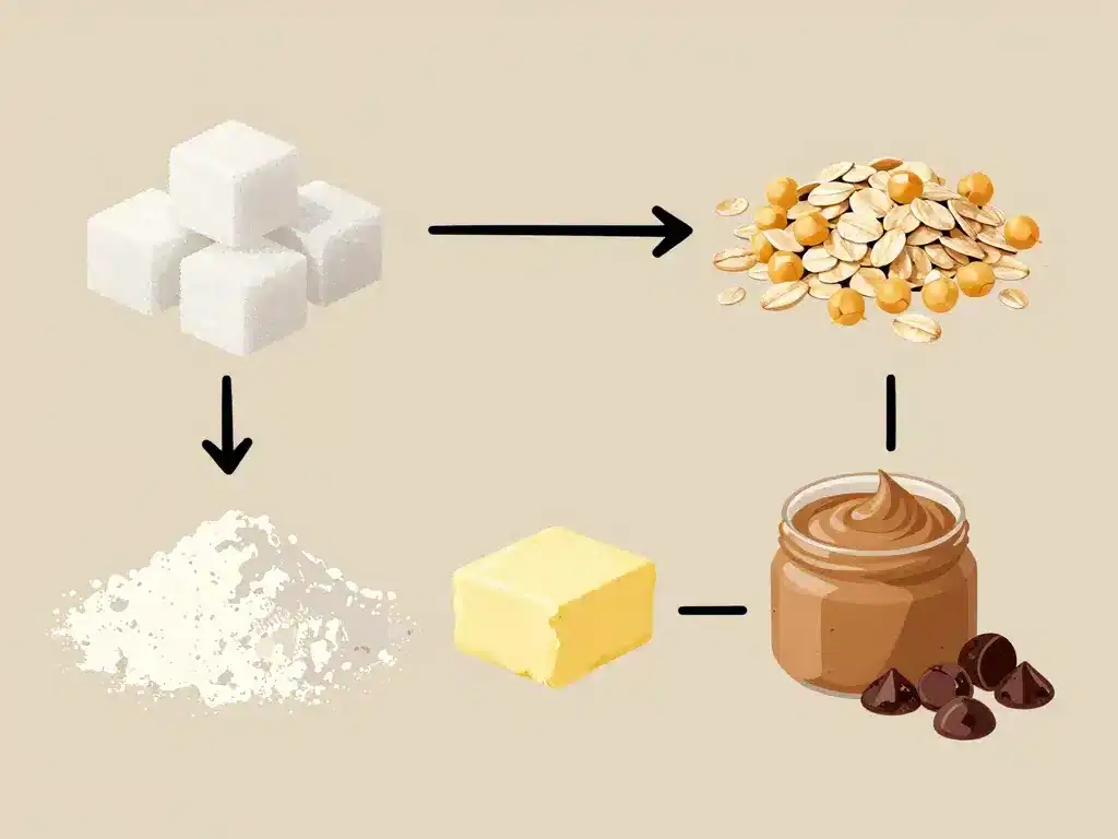 comparaison visuelle ingrédients cookie dough healthy vs classique