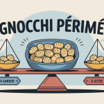 Illustration gnocchi périmé sécurité alimentaire choix à garder ou à jeter
