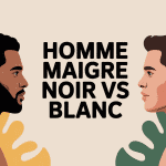 illustration homme maigre noir vs blanc comparatif moderne