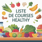 illustration liste de courses healthy aliments bruts