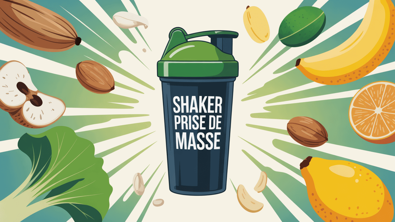 illustration shaker prise de masse avec ingrédients naturels