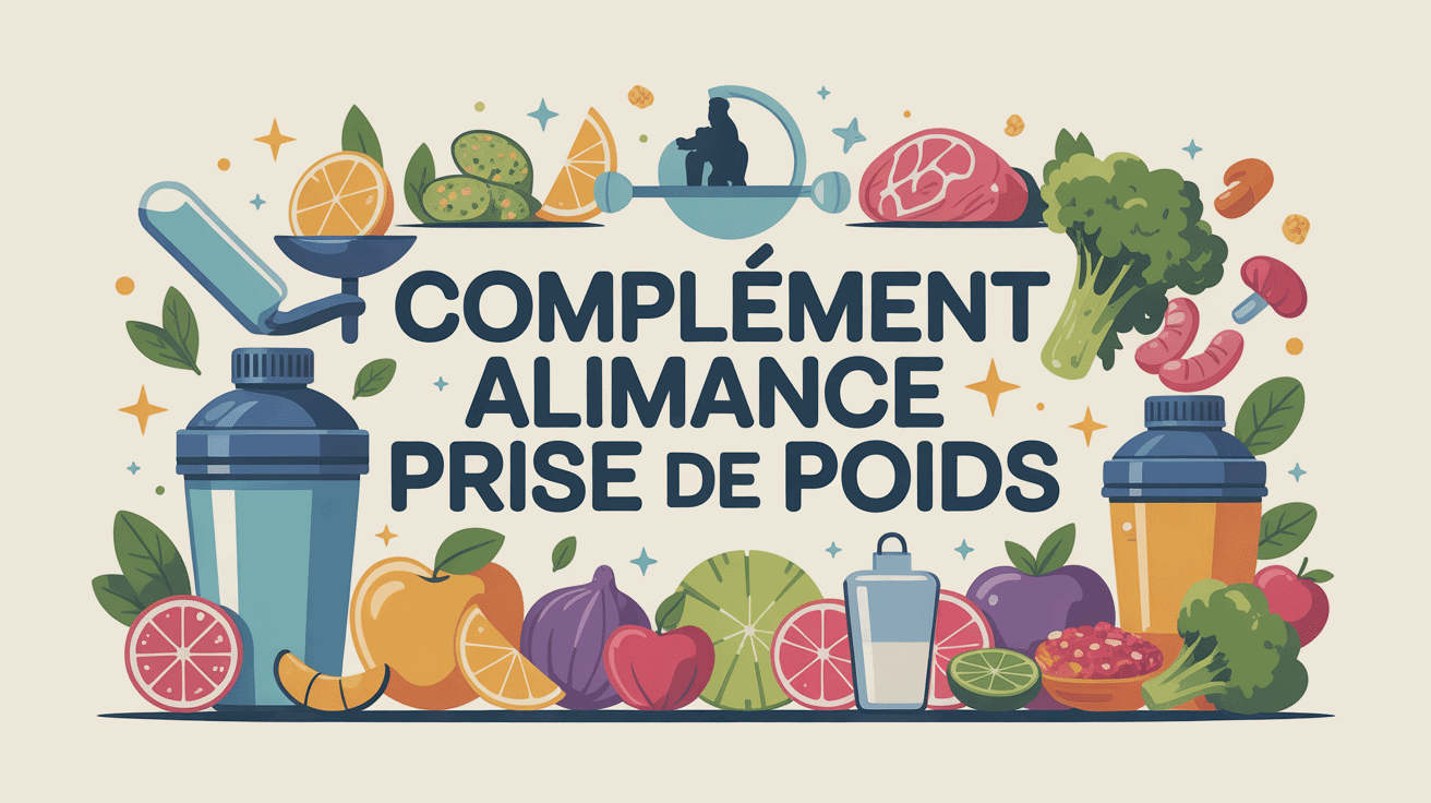 Illustration moderne complément alimentaire prise de poids, balance et shakers