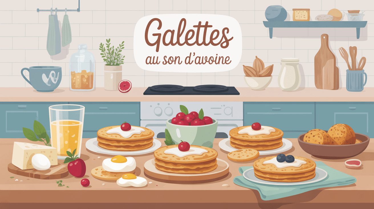 Galettes son d'avoine sur table en cuisine santé