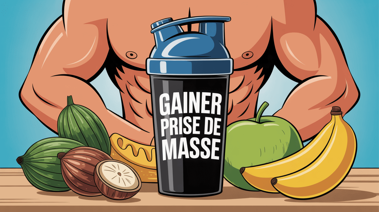 meilleur gainer prise de masse illustration sportive ambiance dynamique