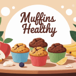 Muffin healthy moelleux entouré d'ingrédients naturels