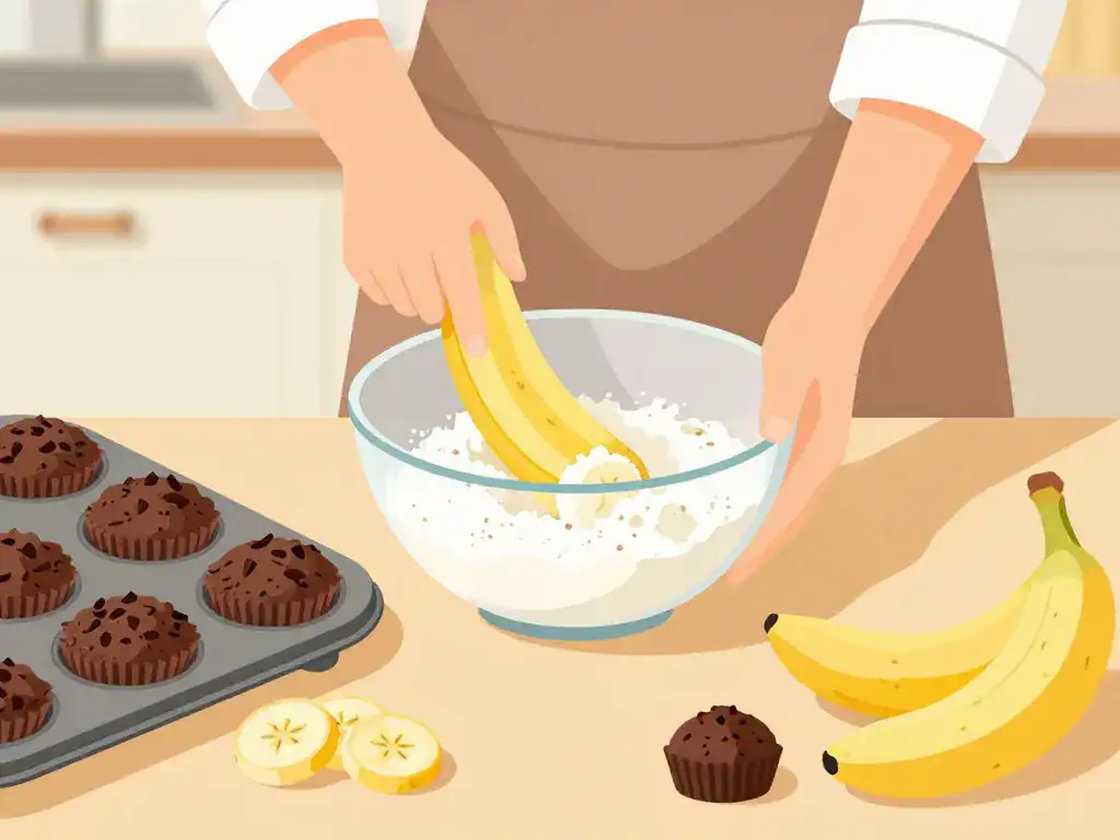 recette muffin banane chocolat healthy réalisation étapes cuisine