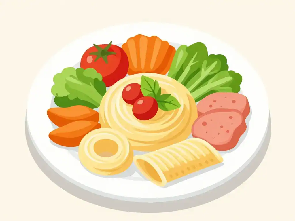 Schéma pate healthy ingrédients équilibrés quotidien