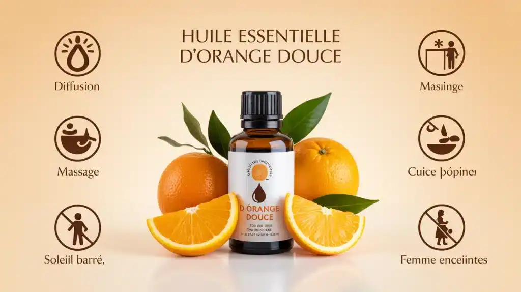 huile essentielle orange douce comment l'utiliser en diffusion, massage et cuisine, précautions