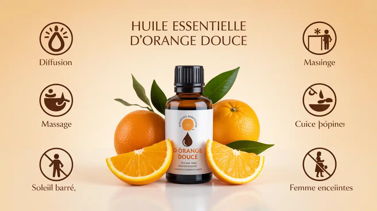 huile essentielle orange douce comment l'utiliser en diffusion, massage et cuisine, précautions