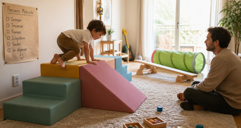Parcours de motricité : mousse ou bois, quel équipement pour le développement de votre enfant ?