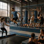 avis sur trampoline park lyon, enfants et adultes sautant, zone ninja