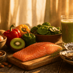 les aliments bon pour les cheveux sur une table