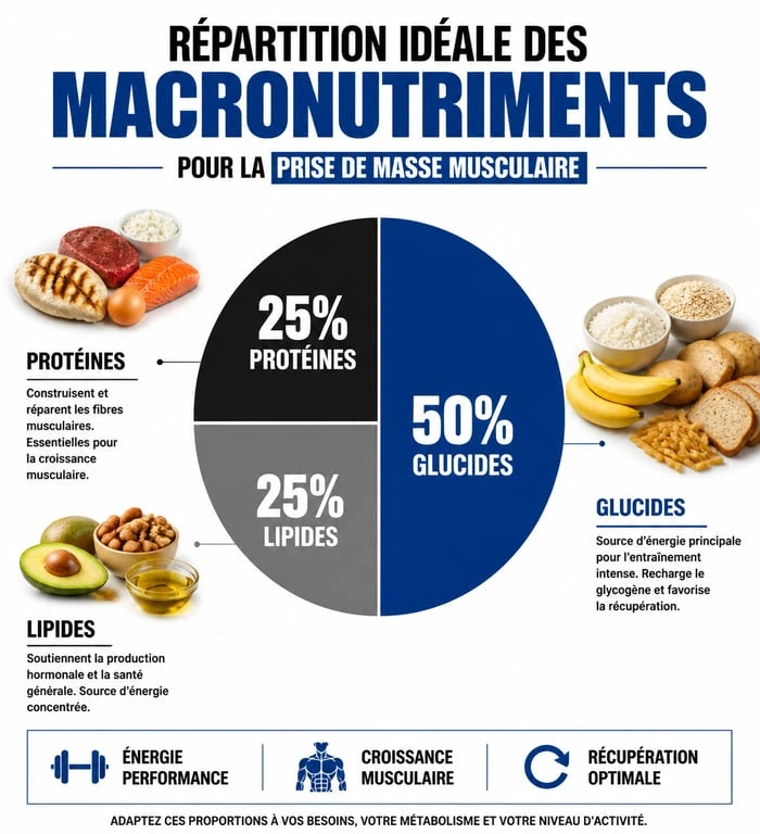 Répartition des macronutriments pour une prise de masse musculaire efficace