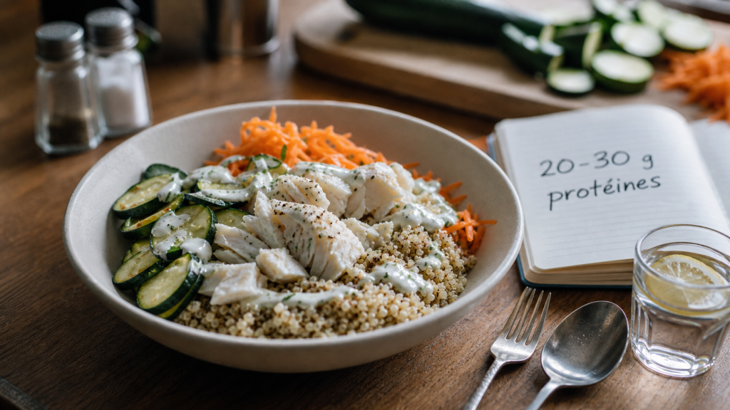 30 g de protéines par repas : composer une assiette complète sans manger toujours du poulet