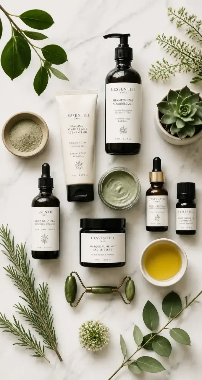 Cosmétiques bio et naturels pour soins capillaires et du visage