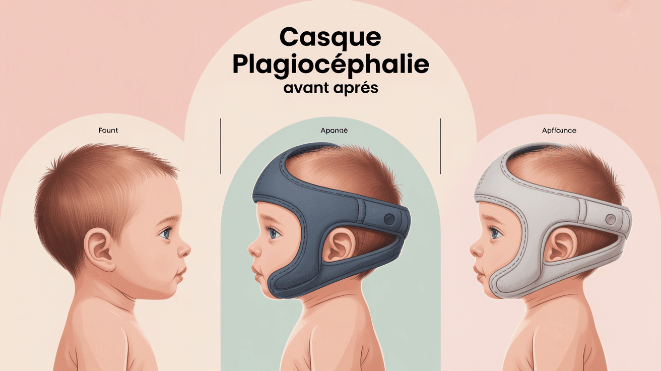 casque plagiocéphalie avant après illustration évolution crâne