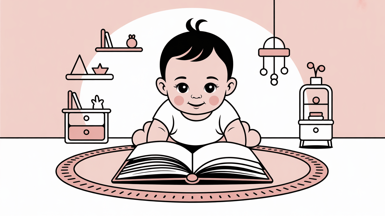 livre bebe 0-3 mois montessori illustration épurée sur tapis