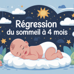 illustration bébé nuit regression sommeil 4 mois