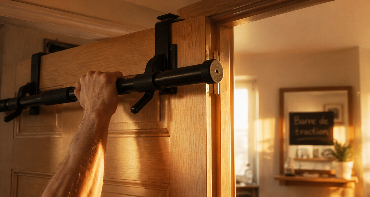 barre de traction de porte sur cadre bois