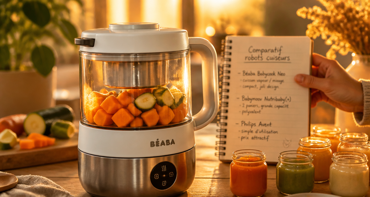 comparatif babycook robot cuiseur bébé sur plan de travail