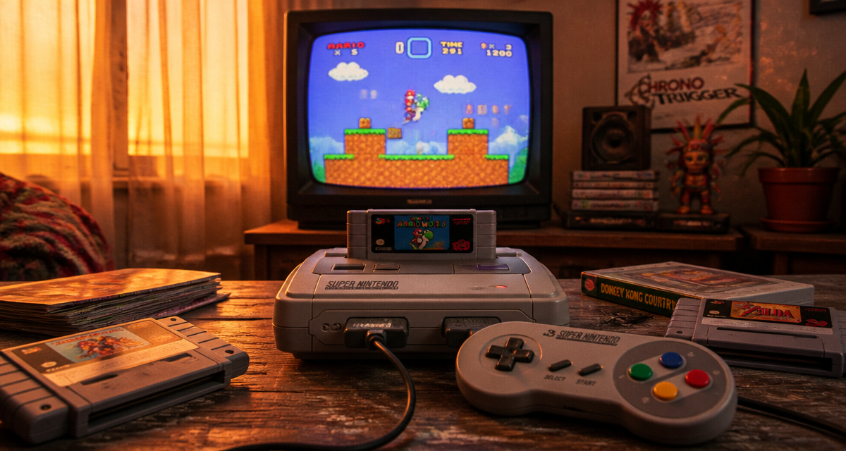 jeux vidéo enfance console rétro sur table