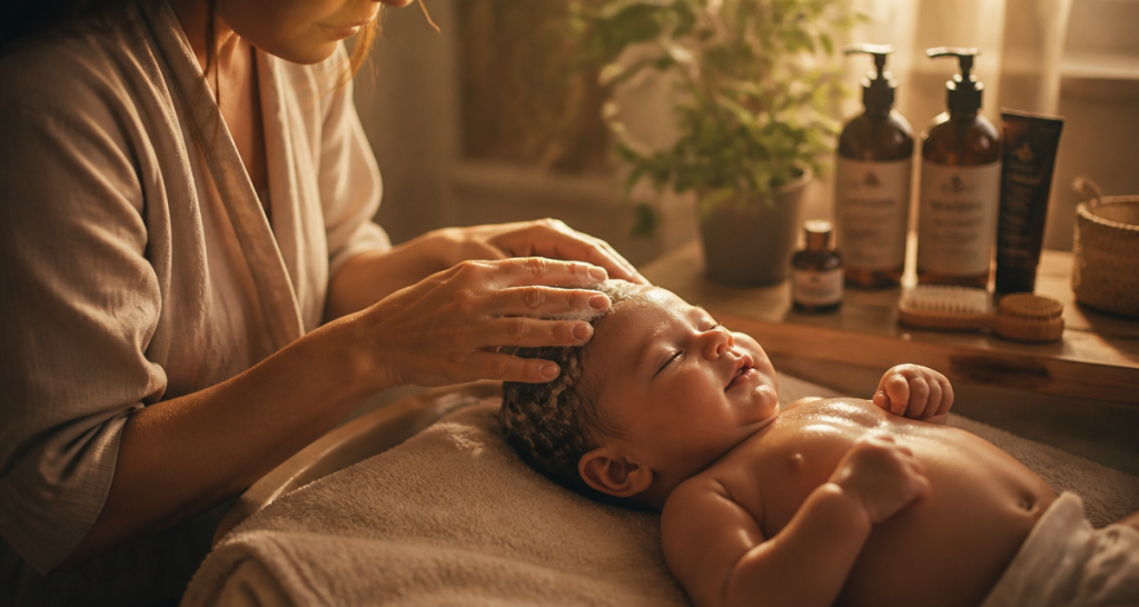 meilleur shampoing pour bebe massage cuir chevelu