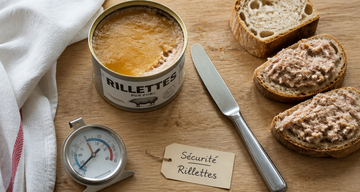 Rillette industrielle et grossesse, boîte ouverte sur table