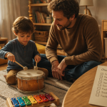 Tambour enfant en bois avec parent