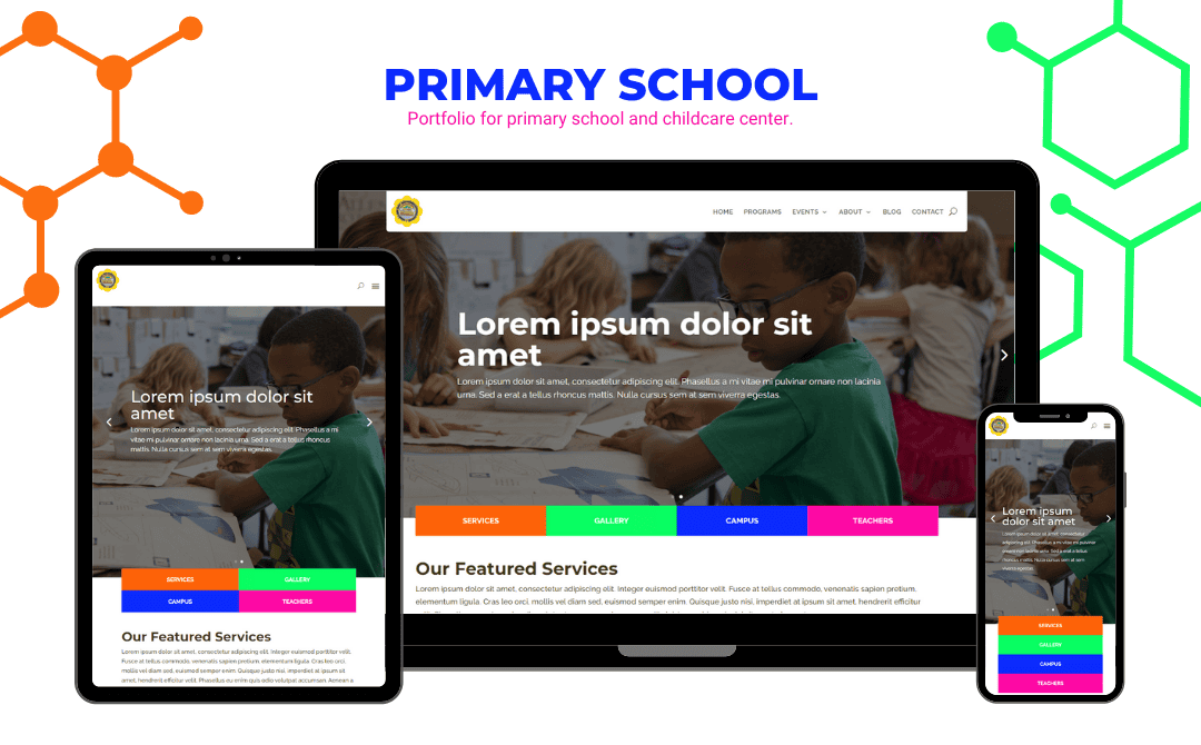 Primary school, children's education, nursery and childcare, educational website design, Bryan Aritcheta web developer, responsive school website, child-centered learning platform, professional education web design, colorful school website template, modern primary school web page.