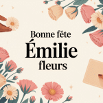 bonne fete emilie fleurs bouquet pastel main carte