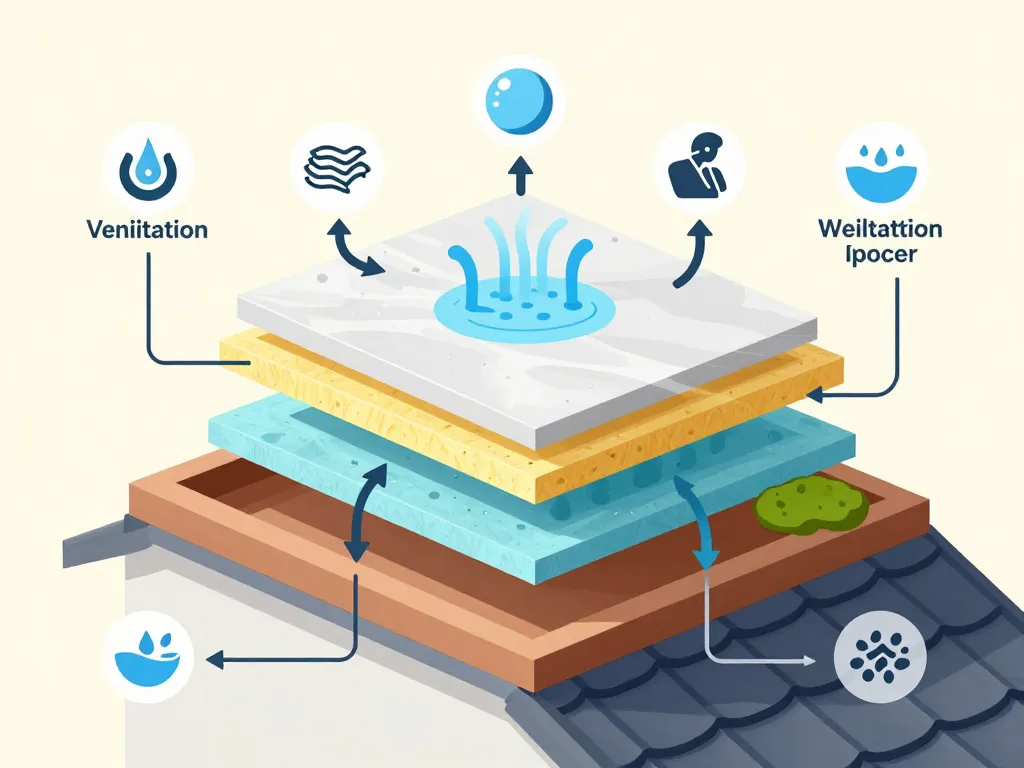 Diagramme performance et entretien de couverture pour toiture, isolation, ventilation, confort