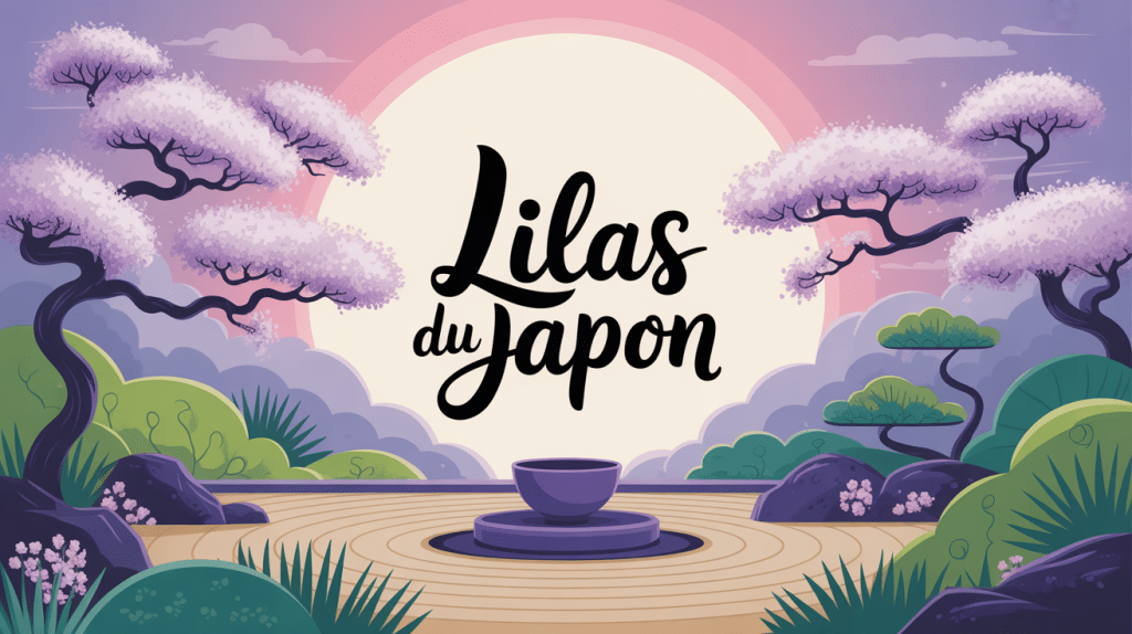 lilas du japon en pleine floraison dans un jardin zen