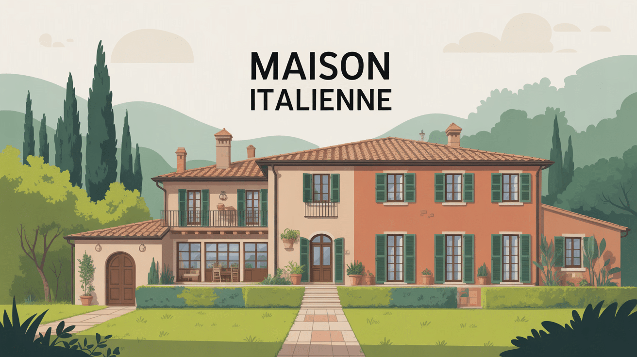 Illustration maison italienne harmonieuse style toscane