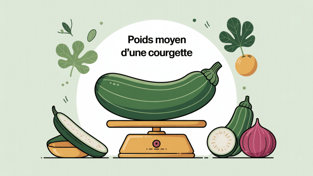 Poid moyen d'une courgette en illustration sur balance de cuisine